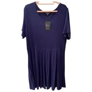 NWT FOLUNSI Navy Blue T-shirt Dress with Pockets Size 2X